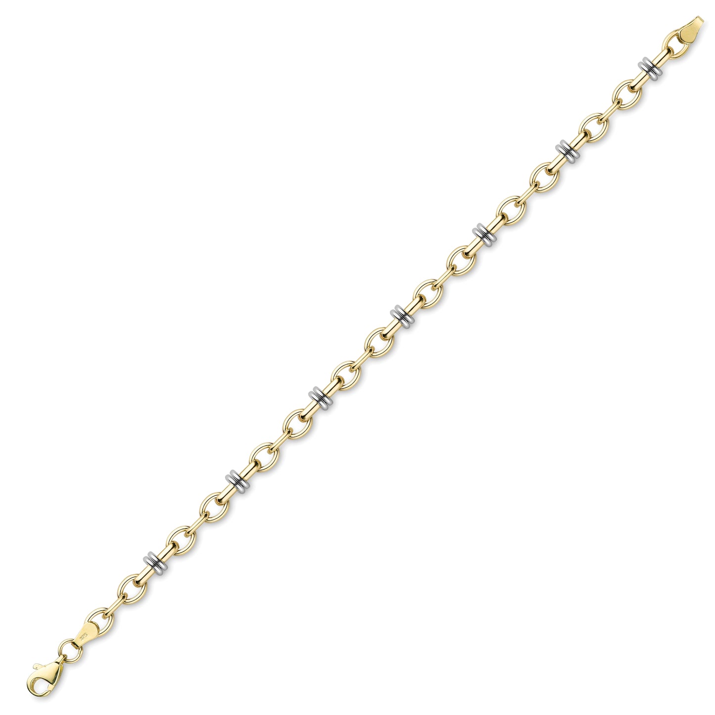 9ct White & Gold  Oval Bar Loop Belcher Bracelet 6mm 7.25" 19cm - BRNR02520-07