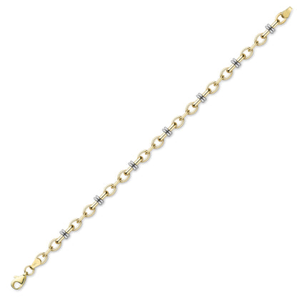 9ct White & Gold  Oval Bar Loop Belcher Bracelet 6mm 7.25" 19cm - BRNR02520-07