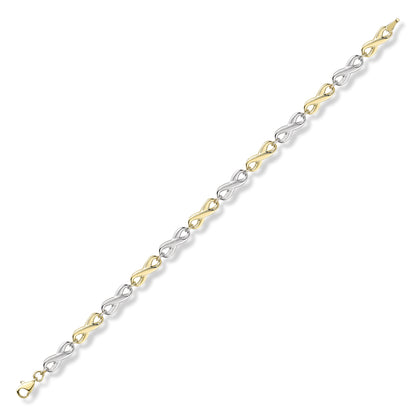 9ct White & Gold  Flat Infinity Symbol Link Bracelet 7.25" 19cm - BRNR02599-07