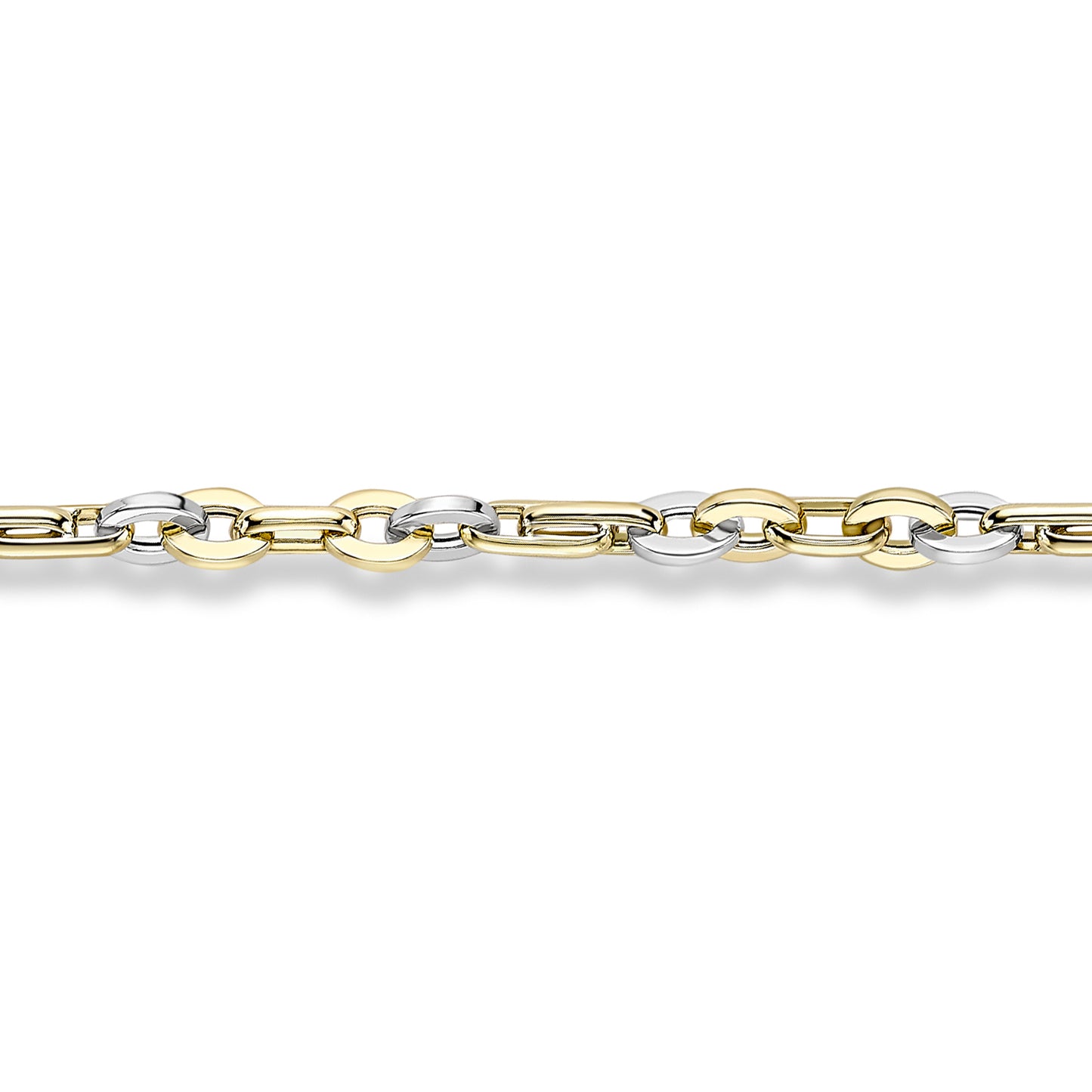 9ct White & Gold  Paperclip Oval Belcher Bracelet 7.25" 19cm - BRNR02600-07