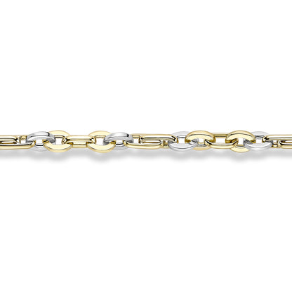 9ct White & Gold  Paperclip Oval Belcher Bracelet 7.25" 19cm - BRNR02600-07