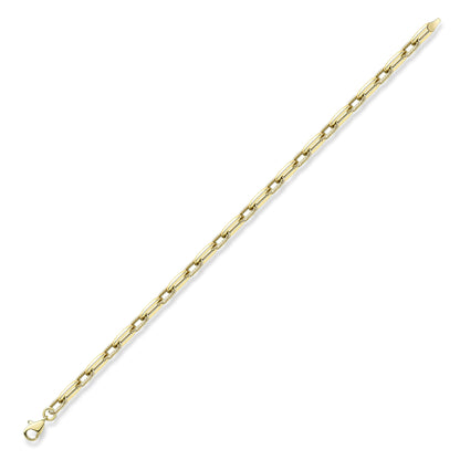 9ct Gold  Flat Textured Oval Link Bracelet 7.25" 19cm - BRNR02604-07