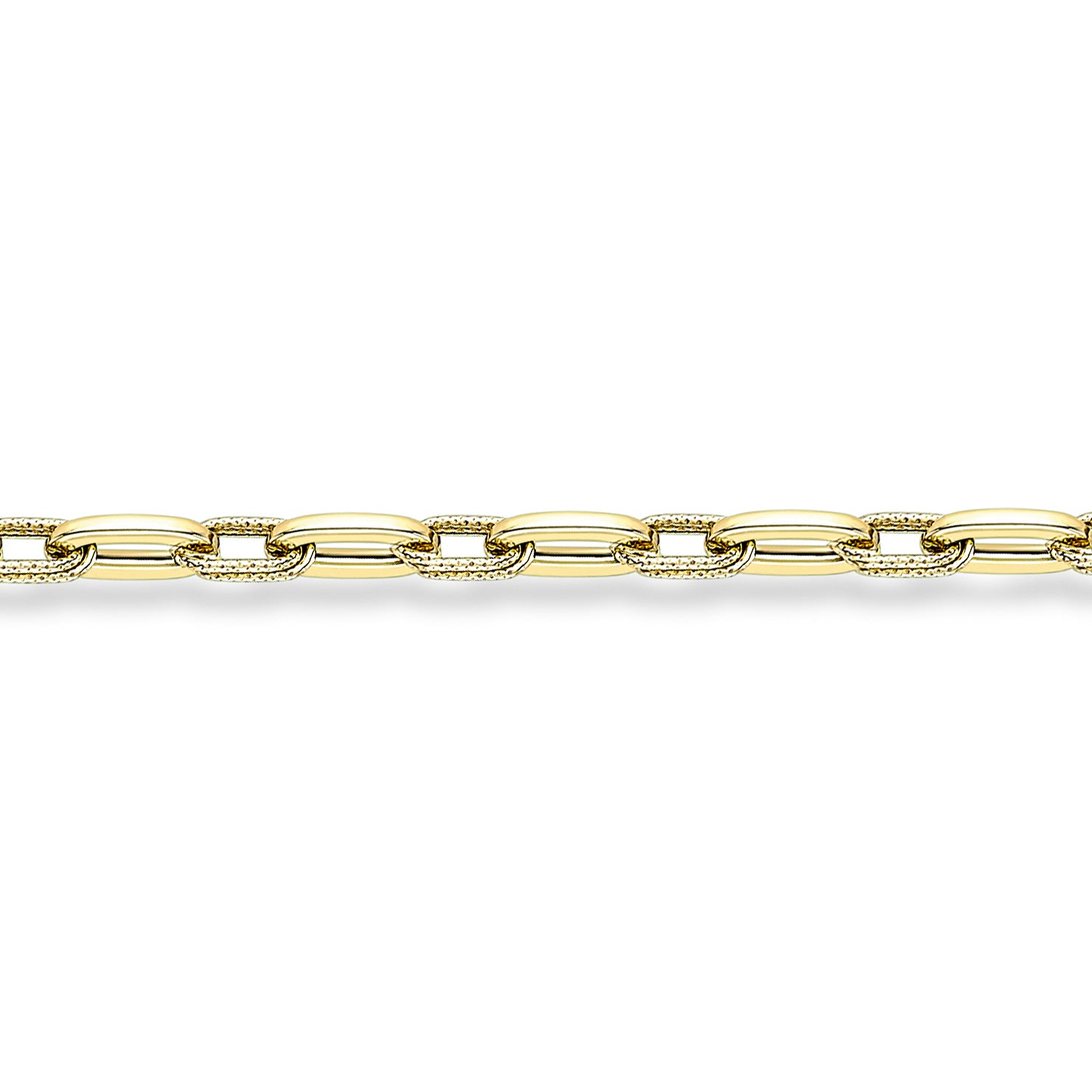 9ct Gold  Flat Textured Oval Link Bracelet 7.25" 19cm - BRNR02604-07