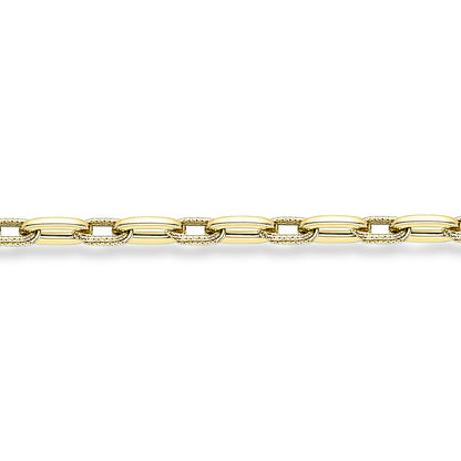 9ct Gold  Flat Textured Oval Link Bracelet 7.25" 19cm - BRNR02604-07