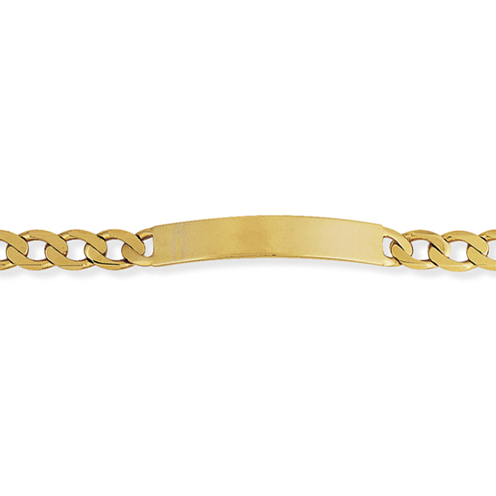 Mens Solid 9ct Gold  7.3mm Identity Curb ID Bracelet 8.25" - BRNR02622-08