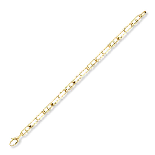 9ct Gold  Oval Anchor Trombone Link Bracelet 7.25" 19cm - BRNR02706-07