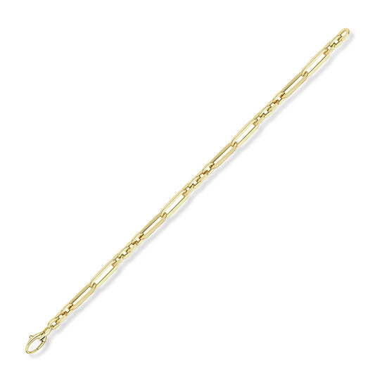 9ct Gold  Flat Oval Paper Link 4+2 Figaro Bracelet 7.25" 19cm - BRNR02709-07