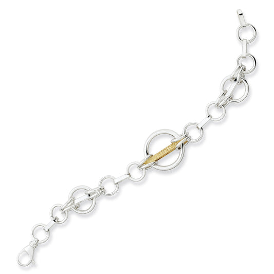 Sterling Silver  & 18ct Gold - Bracelet - 7.5" 18.5cm - CSNR02005