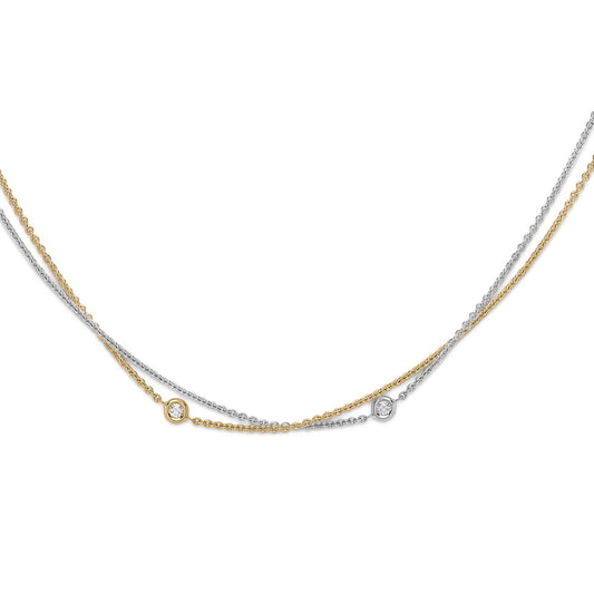 18ct 2-Colour Gold  Diamond By The Inch Donut Necklace 0.15ct - CWNR02146-17