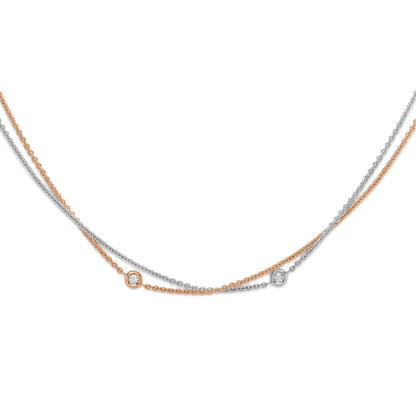 18ct 2-Colour Gold  Diamond By The Inch Donut Necklace 0.15ct - CWNR02147-17