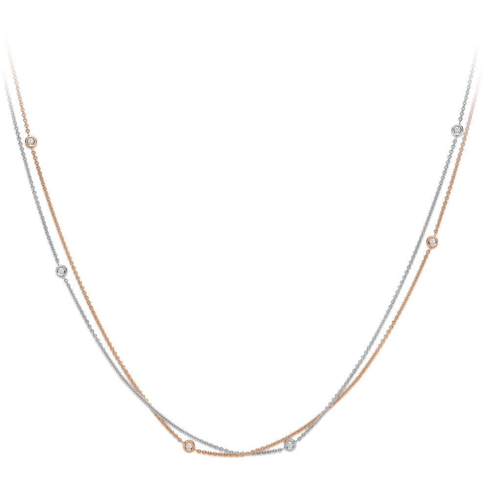 18ct 2-Colour Gold  Diamond By The Inch Donut Necklace 0.15ct - CWNR02147-17