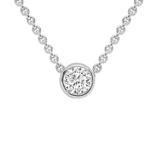 18ct White Gold  Diamond Solitaire Slider Necklace 0.9mm 18" 5pts - CWNR02178-18