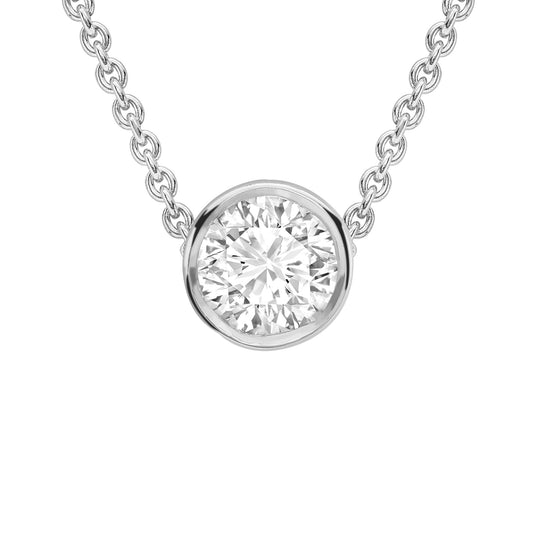 18ct White Gold  Diamond Solitaire Slider Necklace 0.9mm 18" 14pts - CWNR02180-18