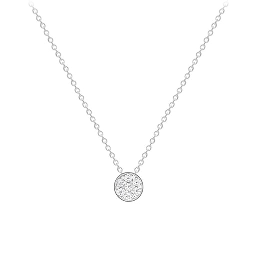 18ct White Gold  Diamond Flat Round Disc Necklace 0.9mm 18" 45cm - CWNR02210-18
