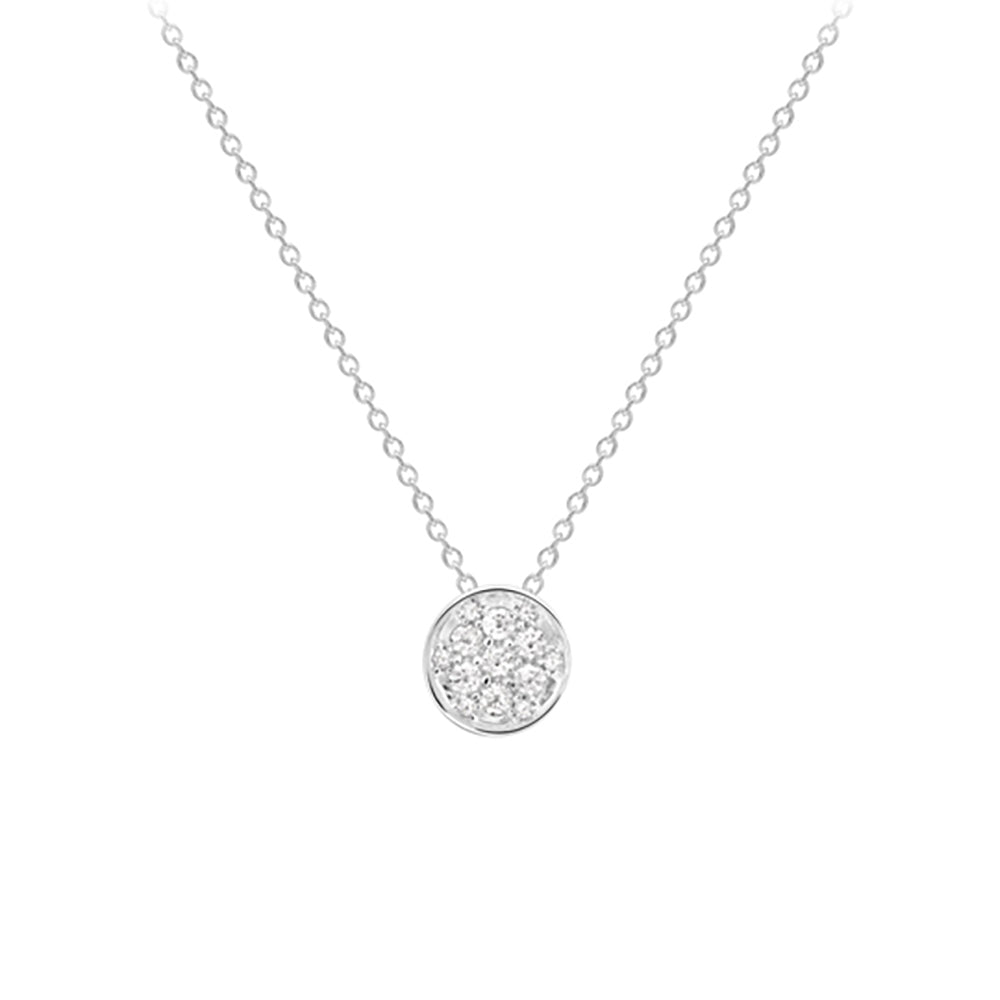 18ct White Gold  Diamond Flat Round Disc Necklace 0.9mm 18" 45cm - CWNR02211-18