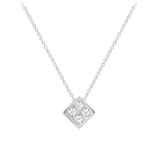 18ct White Gold  Diamond Flat Square Necklace 0.9mm 18" 45cm - CWNR02213-18