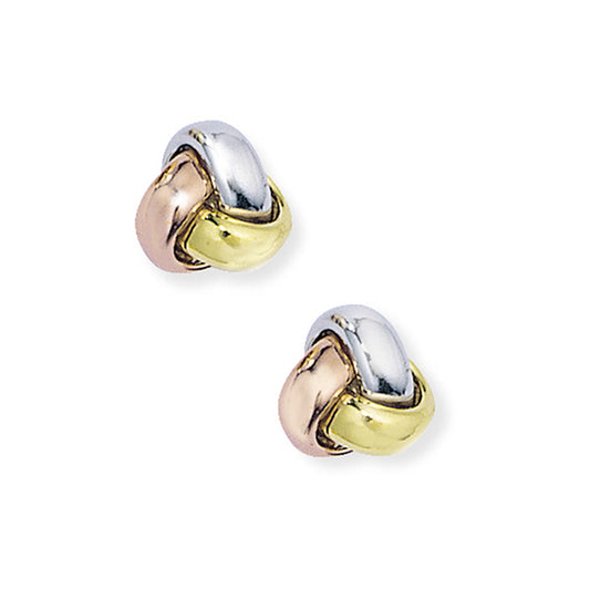 18ct White, Rose & Yellow Gold  - Knot Earrings - - EGNR02228