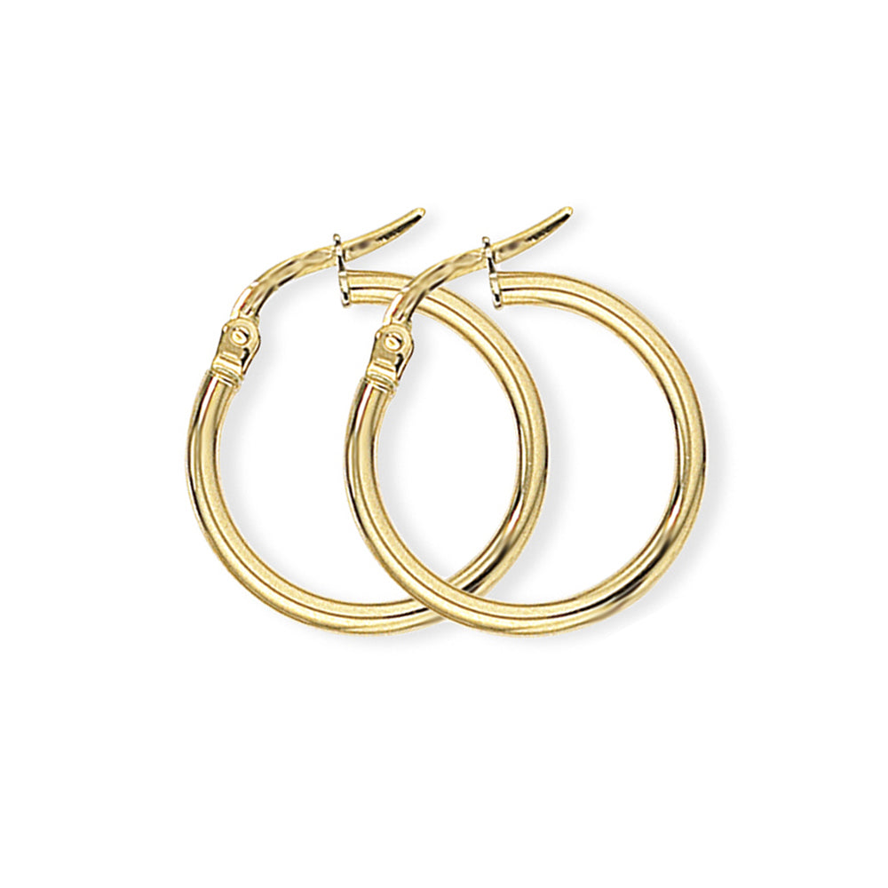 18ct Gold  Classic Round Tube Hoop Earrings 2mm - EGNR02551