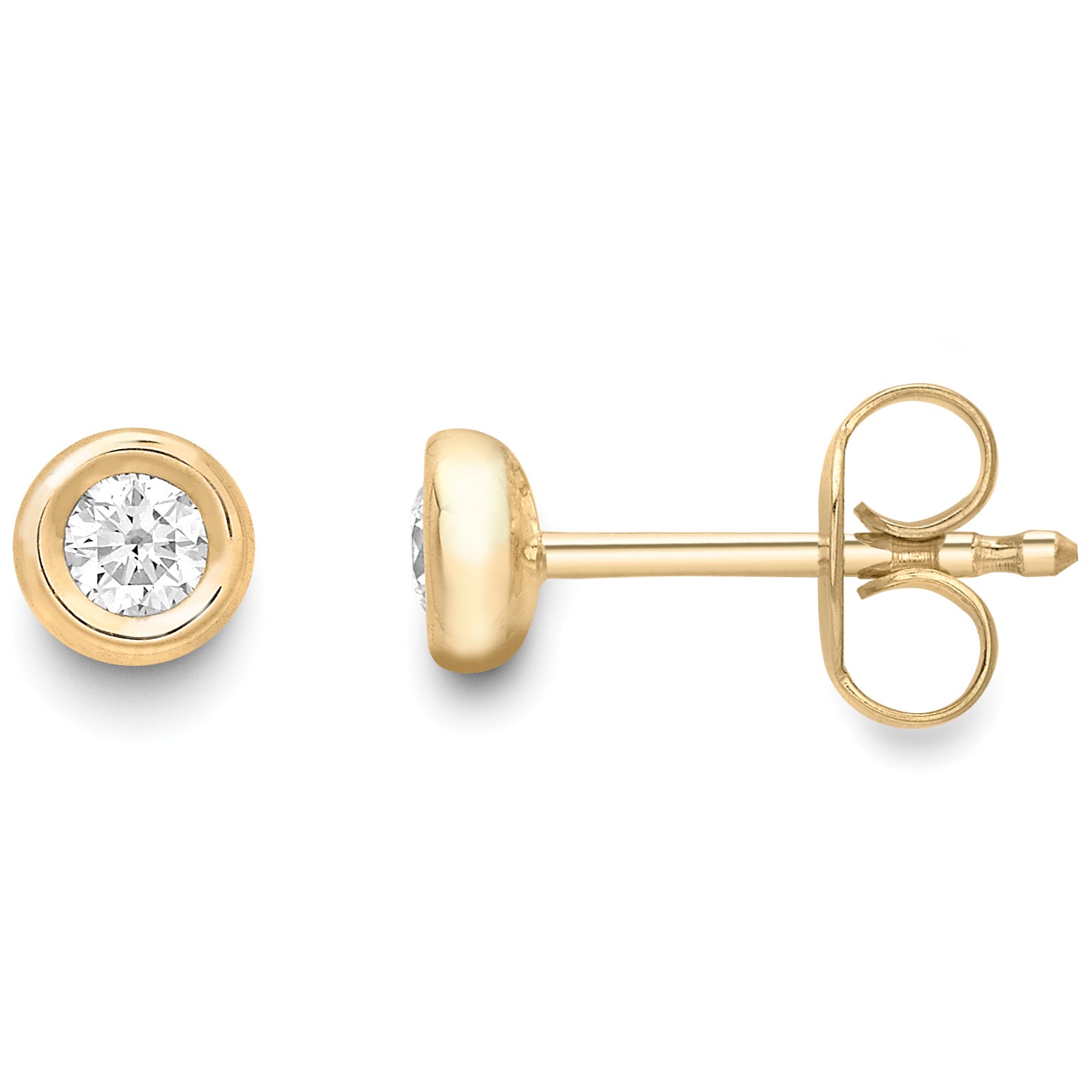 18ct Gold  Diamond Donut Bezel Solitaire Stud Earrings 28pts - EGNR02261