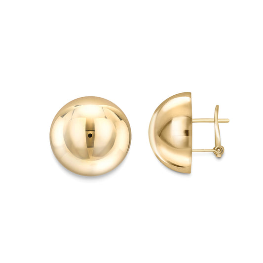18ct Gold  Polished Dome Stud Earrings 19mm - EGNR02076