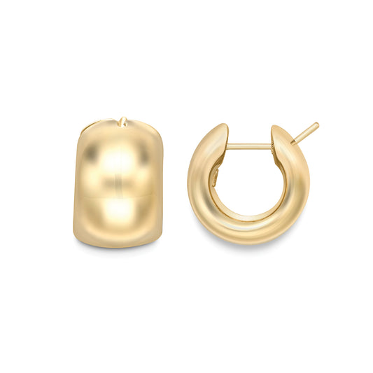 18ct Gold  Chunky Polished Huggie Hoop Earrings - EGNR02077