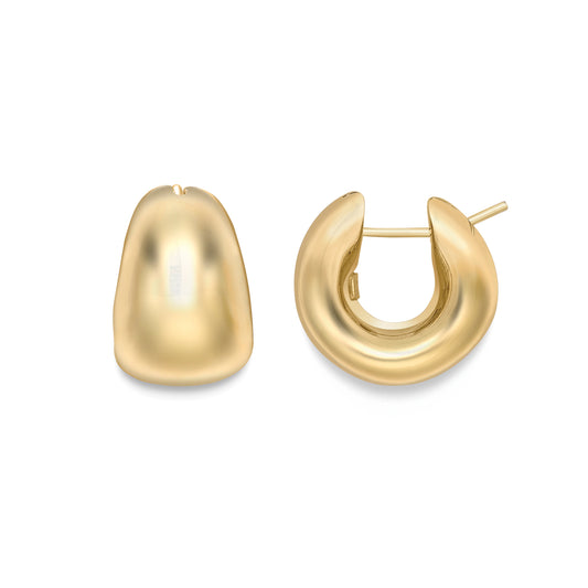 18ct Gold  Chunky Polished Huggie Hoop Earrings 12x12mm - EGNR02078