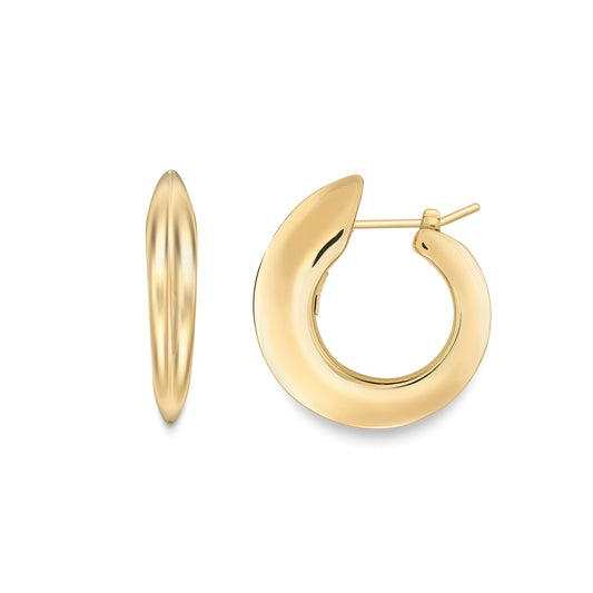 18ct Gold  Graduated Drop Hoop Earrings 25x25mm - EGNR02080