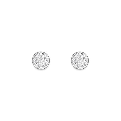 18ct White Gold  Diamond Round Disc Pave Cluster Stud Earrings - EGNR02216