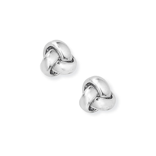 Ladies 18ct White Gold  Trilogy Love Knot Stud Earrings - 9mm - EGNR02227