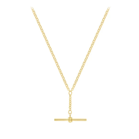 9ct Gold  Tight-link Micro Belcher T-Bar Necklace 18" 45cm - CANR02023-18