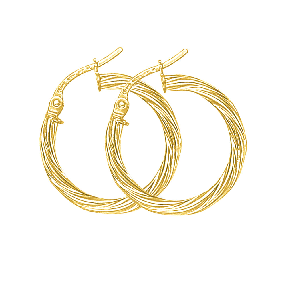 Ladies 9ct Gold  Liquorice Candy Twist Hoop Earrings - 20mm - ERNR02079