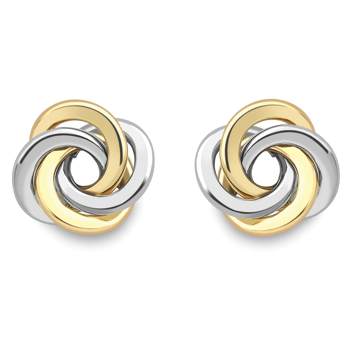 9ct White & Yellow Gold  Whirlpool Knot Stud Earrings - ERNR02123