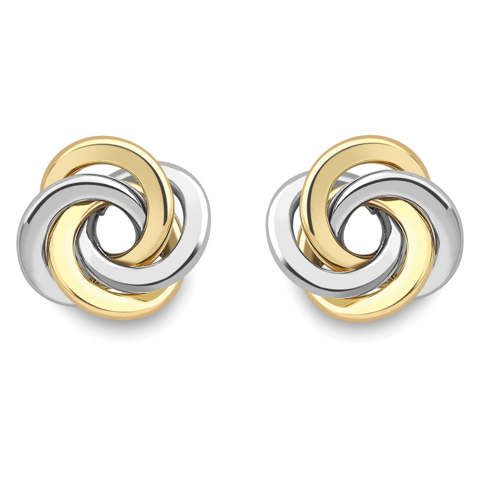 9ct White & Yellow Gold  Whirlpool Knot Stud Earrings - ERNR02123