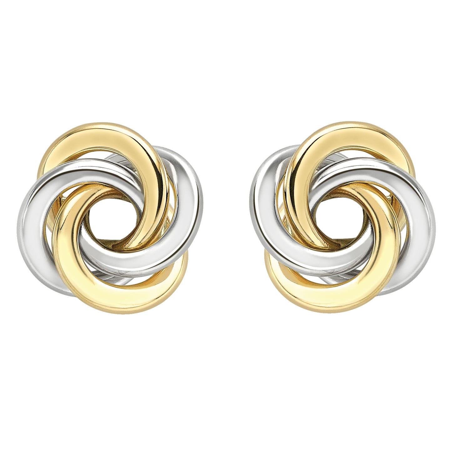 9ct White & Yellow Gold  Whirlpool Knot Stud Earrings - ERNR02125