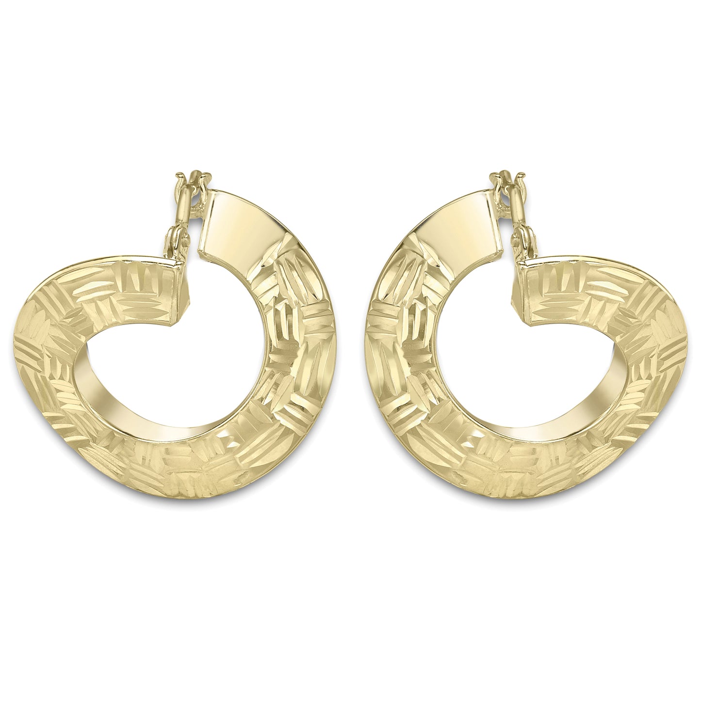 9ct Gold  Basket "Front and Back" Hoop Earrings - ERNR02255