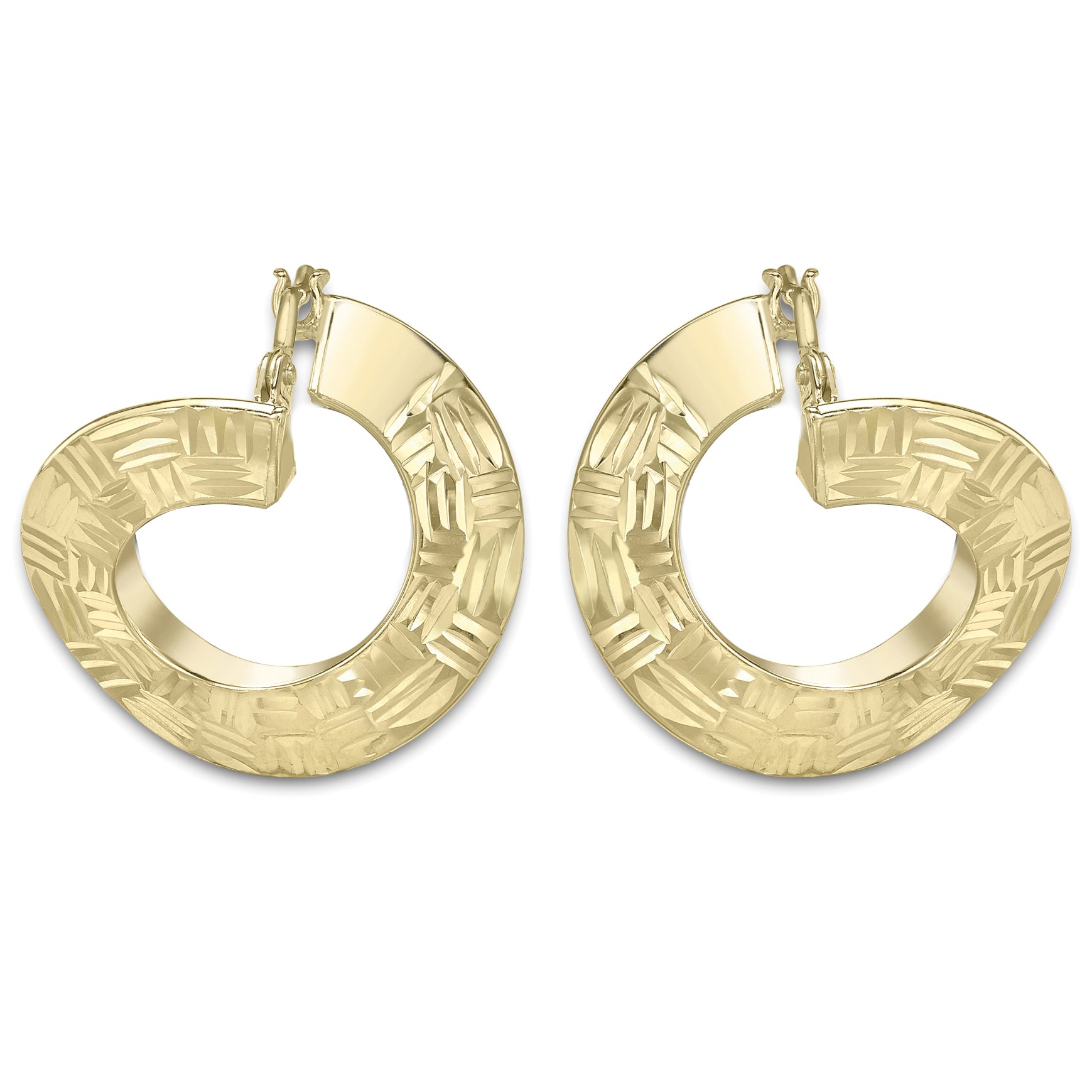 9ct Gold  Basket "Front and Back" Hoop Earrings - ERNR02255