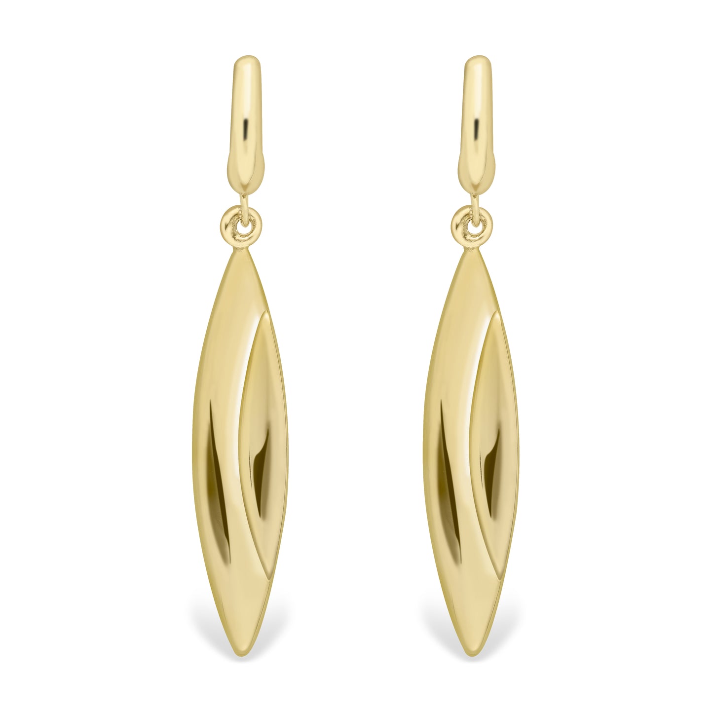 9ct Gold  Curved Torpedo Drop Earrings - ERNR02319