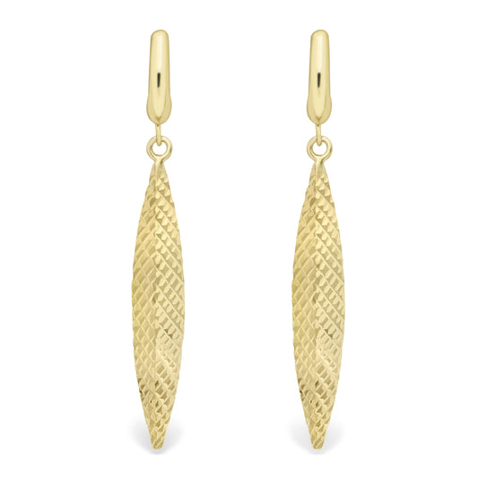 9ct Gold  Engine-turned Torpedo Drop Earrings - ERNR02321