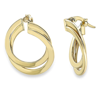 9ct Gold  Front to Back Wrap Round Double Hoop Earrings - ERNR02330