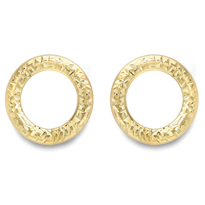 9ct Gold  Diamond-cut Donut Ring Stud Earrings - ERNR02366