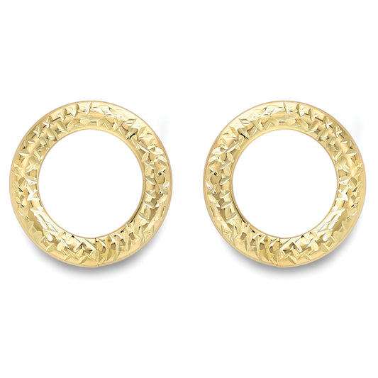 9ct Gold  Diamond-cut Donut Ring Stud Earrings - ERNR02366