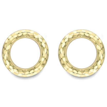 9ct Gold  Reptile Skin Donut Ring Stud Earrings - ERNR02367