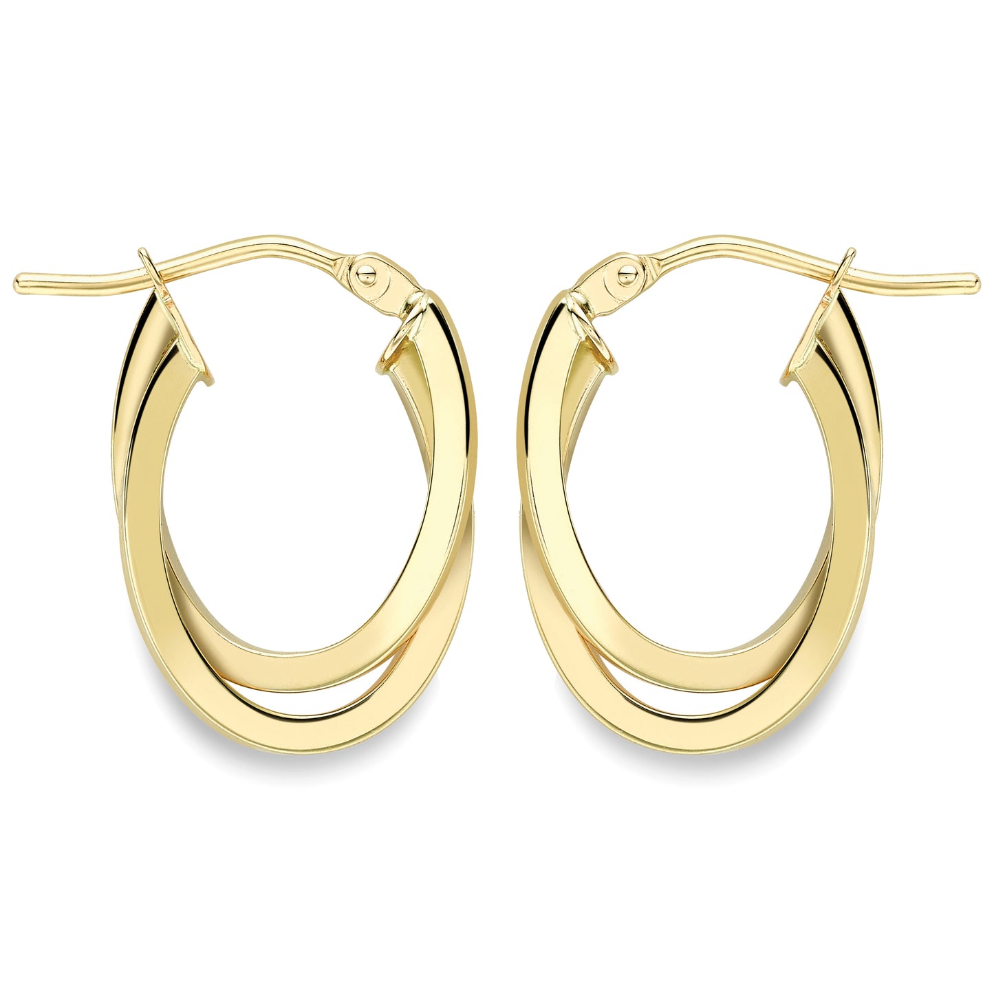 9ct Gold  Square Tube Horseshoe U-Shape Hoop Earrings - ERNR02383