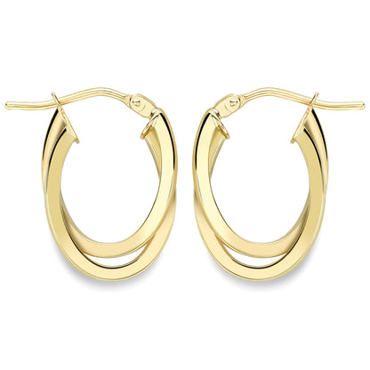 9ct Gold  Square Tube Horseshoe U-Shape Hoop Earrings - ERNR02383