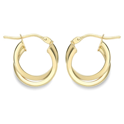 9ct Gold  Square Tube Horseshoe C-Shape Hoop Earrings - ERNR02385