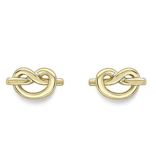 9ct Gold  Contortionist Pretzel Knot Stud Earrings - ERNR02395