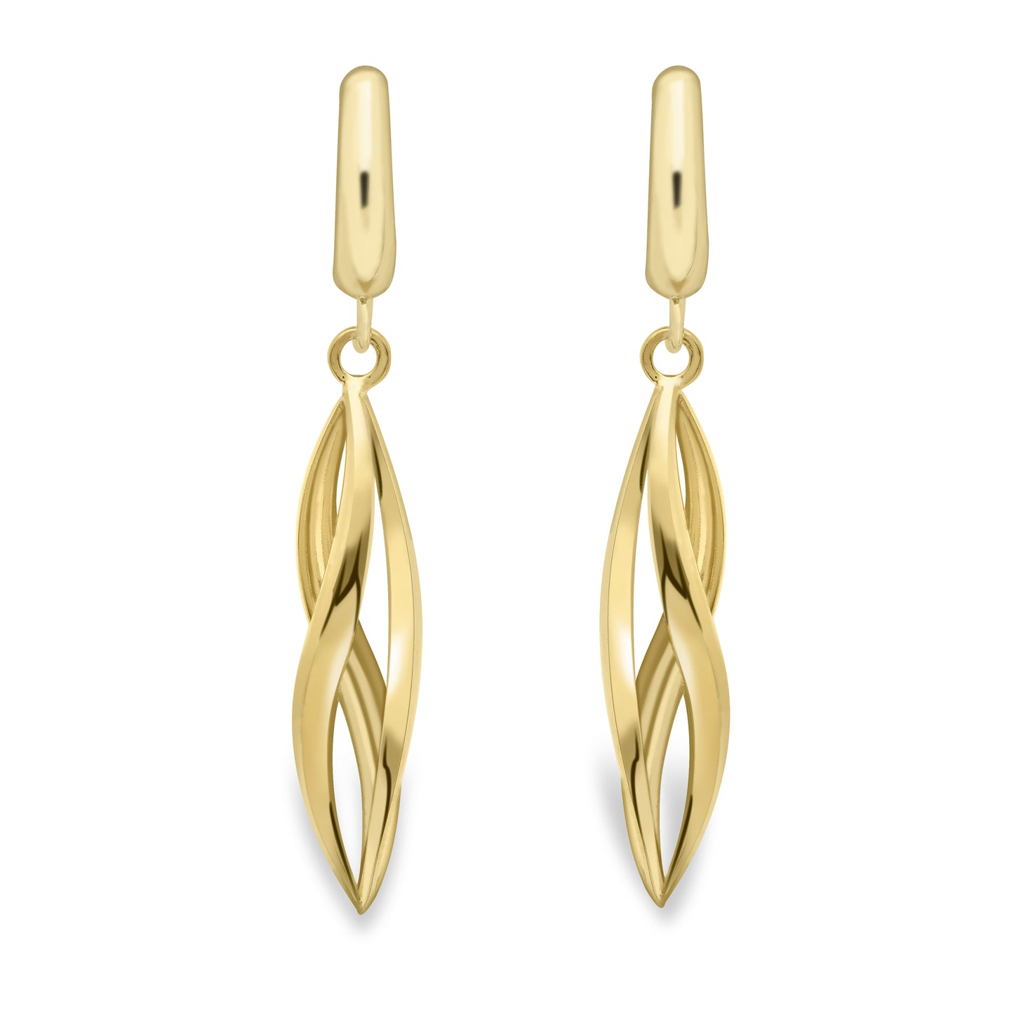 9ct Gold  Twist Flame Torpedo Drop Earrings - ERNR02402