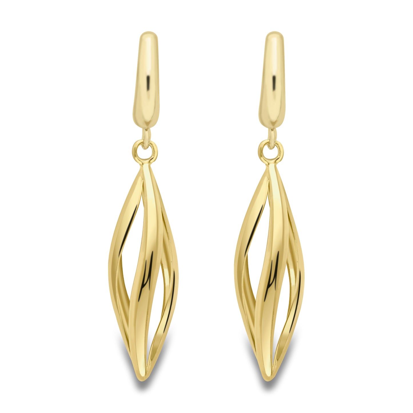 9ct Gold  Twist Flame Torpedo Drop Earrings - ERNR02403