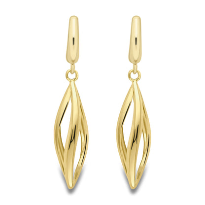 9ct Gold  Twist Flame Torpedo Drop Earrings - ERNR02403