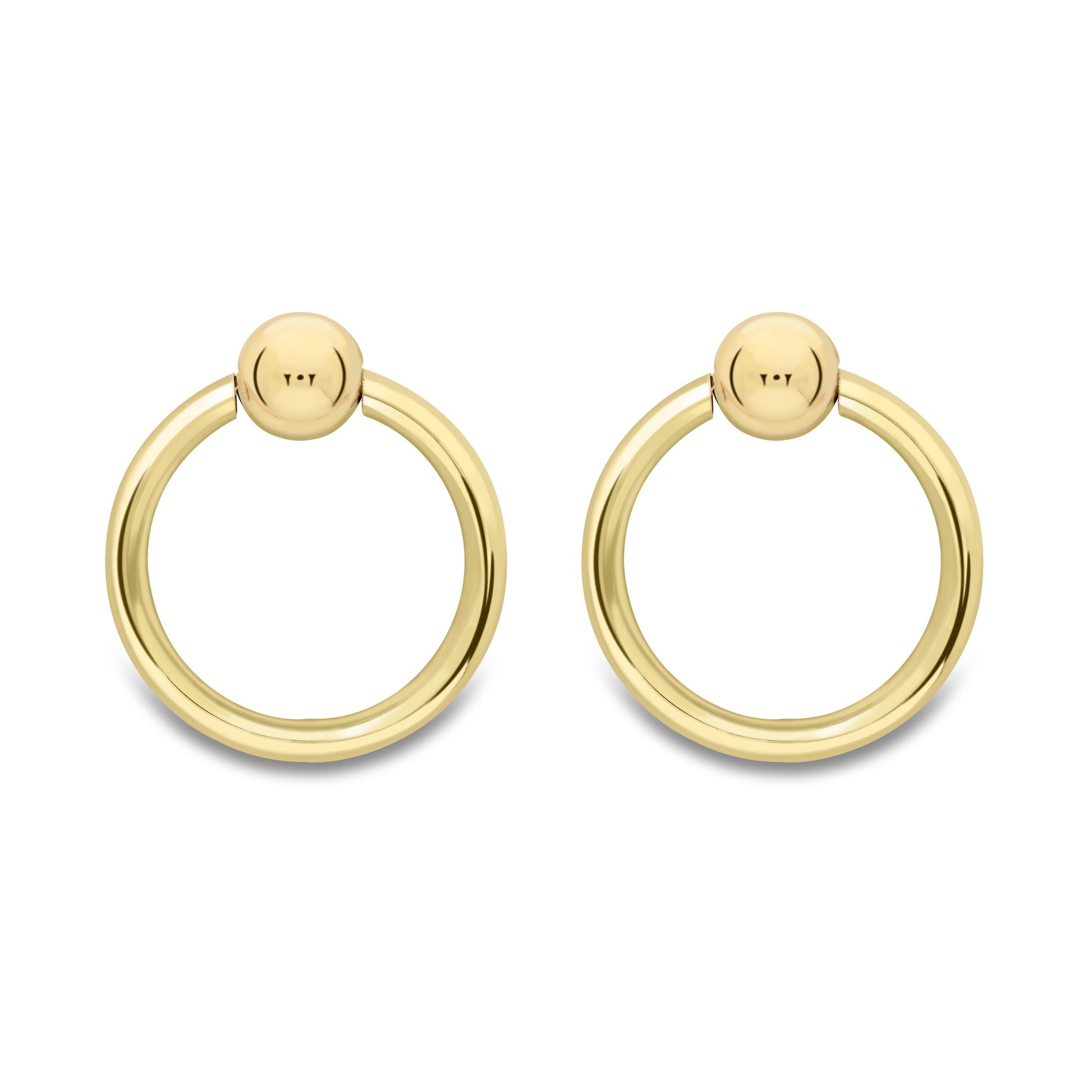 9ct Gold  Art Deco Ball Ring Door Knocker Stud Earrings - ERNR02432